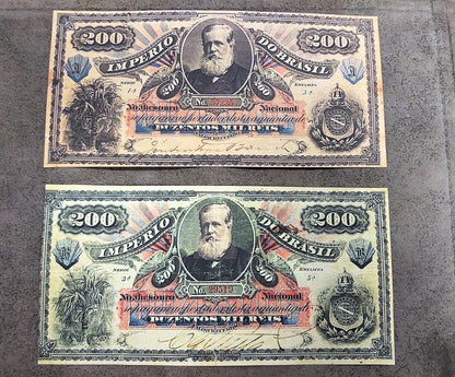 Reprint on paper with W/M Mixed Brazil banknotes 1868 - 1883 y.  FREE SHIPPING !