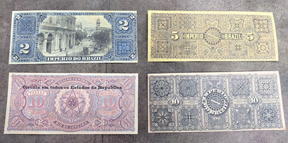 Reprint on paper with W/M Mixed Brazil banknotes 1885 - 1890 y.  FREE SHIPPING !