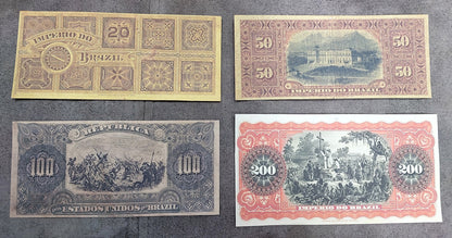 Reprint on paper with W/M Mixed Brazil banknotes 1885 - 1890 y.  FREE SHIPPING !