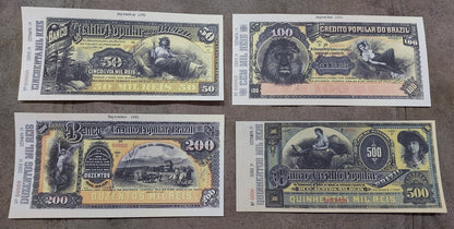 Reprint on paper with W/M Nice Brazil banknotes 1866 - 1891 y.  FREE SHIPPING !
