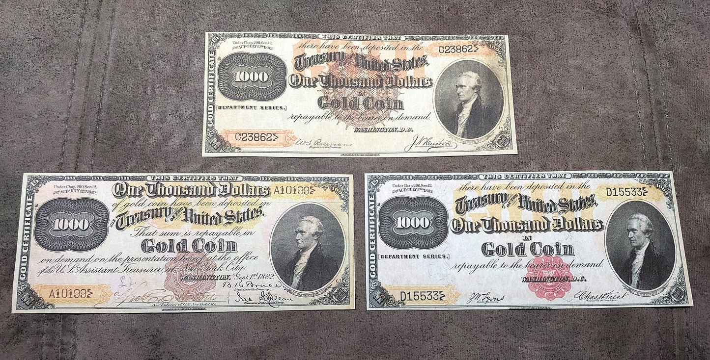 Reprint on paper with W/M United States 1882 All Types Gold Dollar FREE SHIPPING