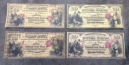 Reprint on paper with W/M United States National Bank Gold Dollar 1870 FREE SHIP