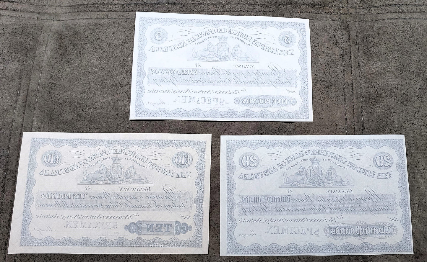 The London Chartered Bank of Australia 5-20 Pound 1870 Notes Back Side