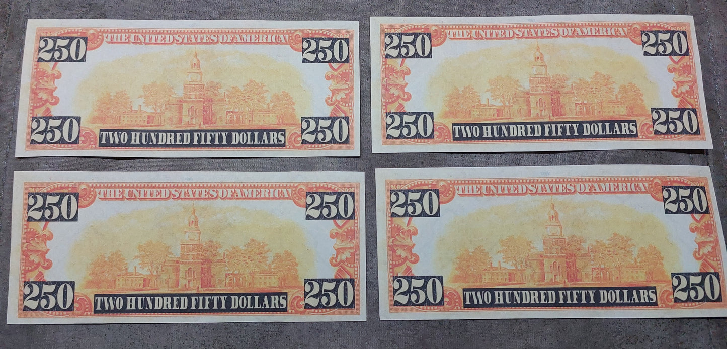 Souvenir 4 Bills United States 250 Dollar 2025 with Donald Trump FREE SHIPPING !