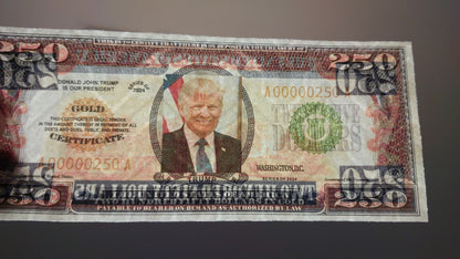 Souvenir 4 Bills United States 250 Dollar 2025 with Donald Trump FREE SHIPPING !