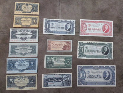 Reprint on paper with W/M Russia 1934-1938 Ruble and Chervonec FREE SHIPPING !!!