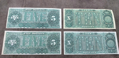 5 and 10 Dollar 1890 US Treasury Notes Reverse Side