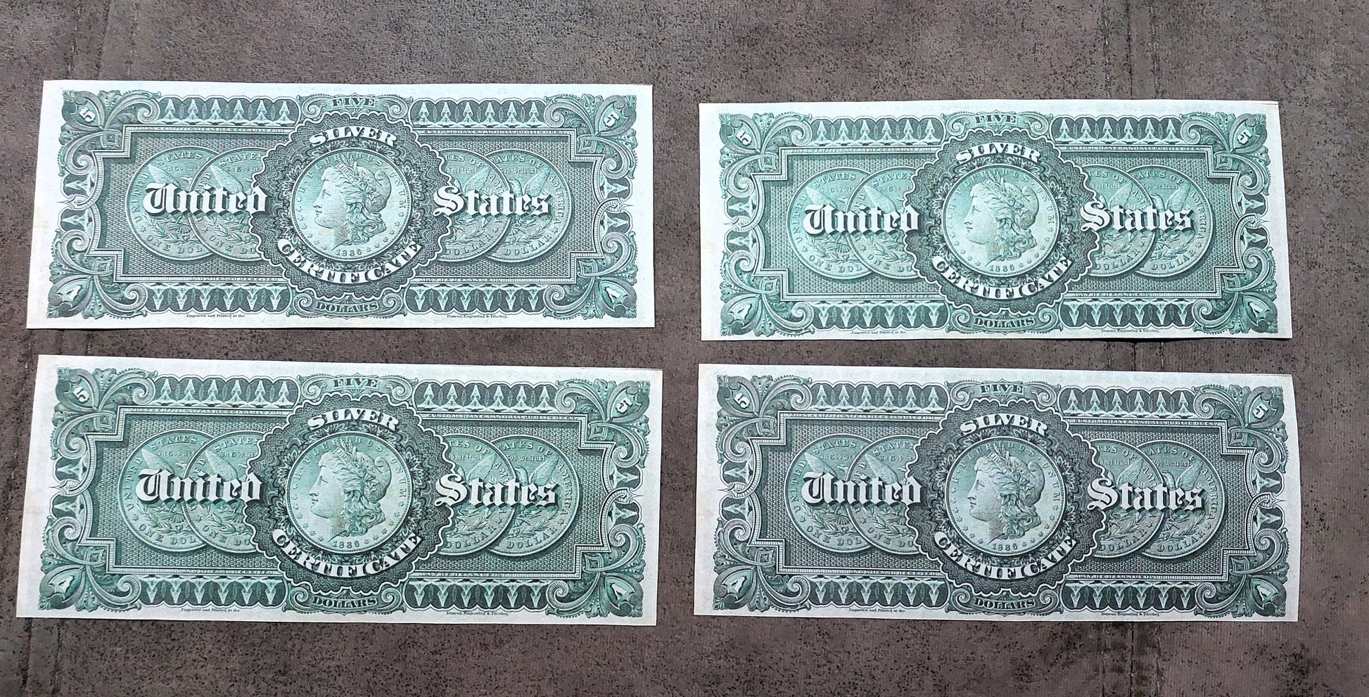 5 Dollar 1886 US Silver Certificate Reverse Side