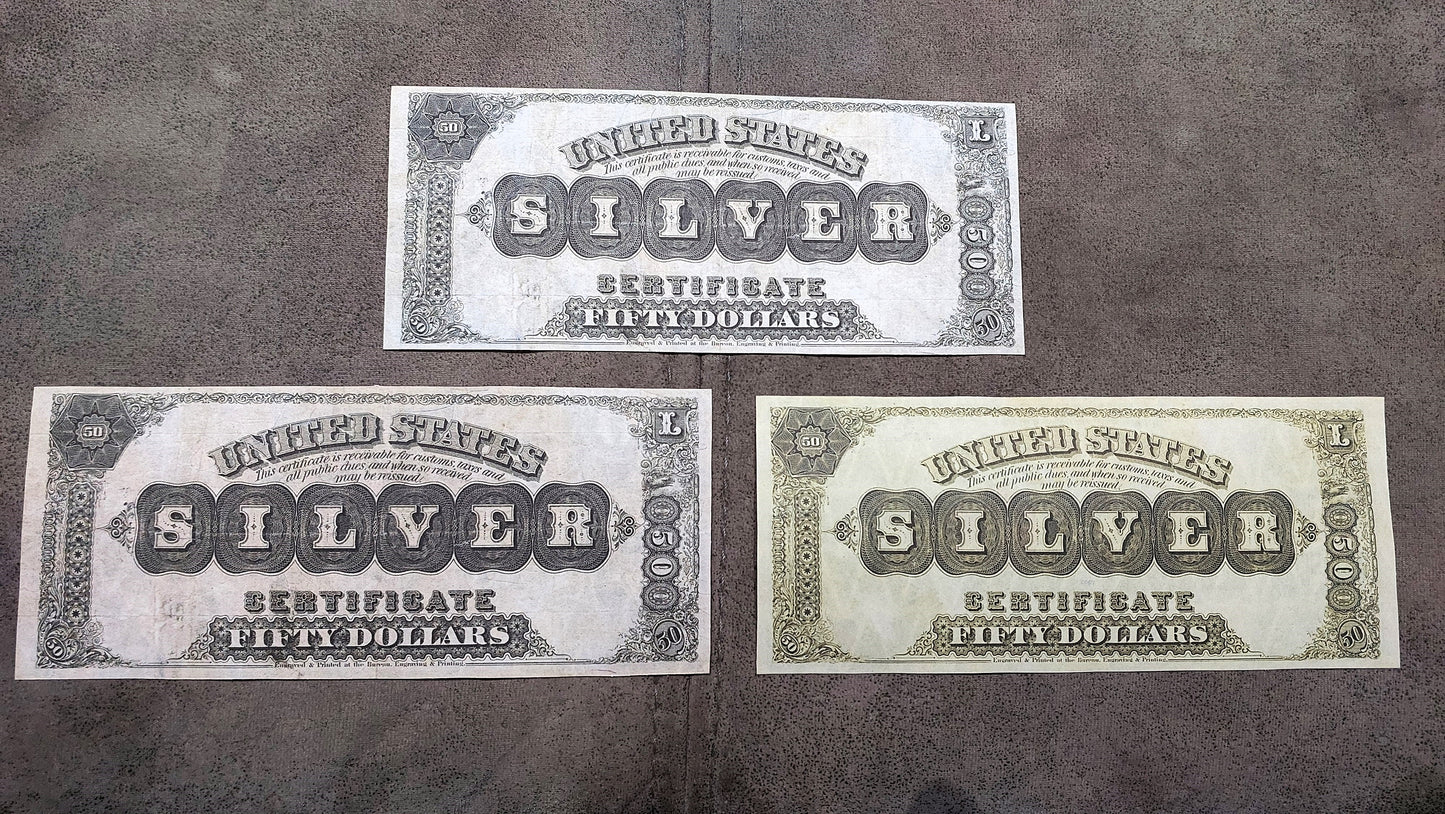 50 Dollar 1880 US Silver Certificate Reverse Side