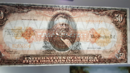 50 Dollar Dollar 1922 US Gold Certificates 