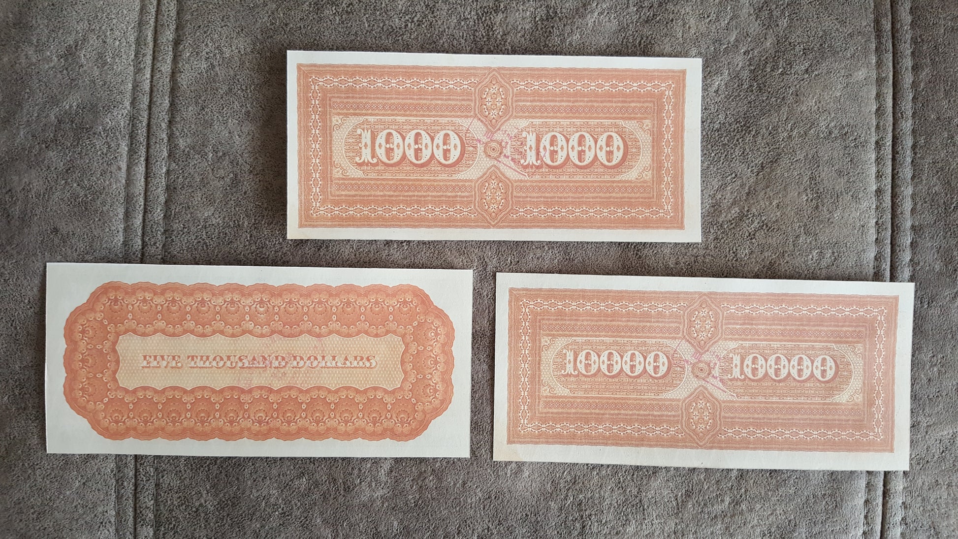 5000 + 10000 Dollar 1863 US Gold Certificate Historic Banknote Detail back