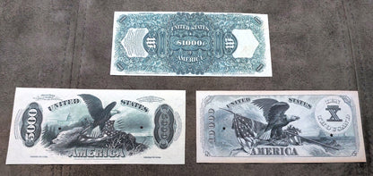 5000 Dollar and 10000 Dollar 1878 US legal tender Reverse Side