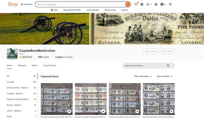Reprint on paper with W/M United States banknotes 1878 y. FREE SHIPPING!
