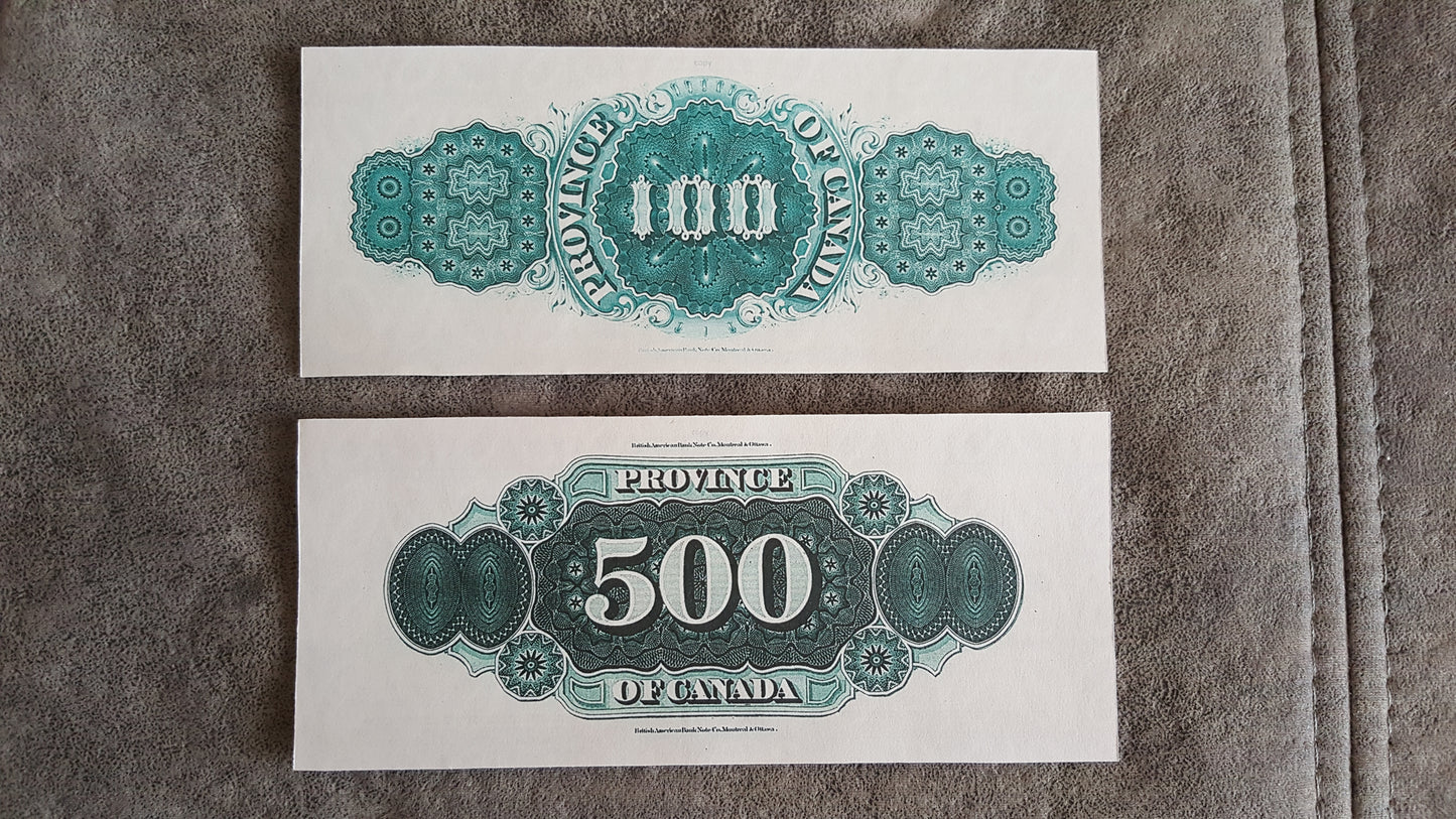 Reprint on paper with W/M Province Bank of Canada 1866 y. FREE SHIPPING !
