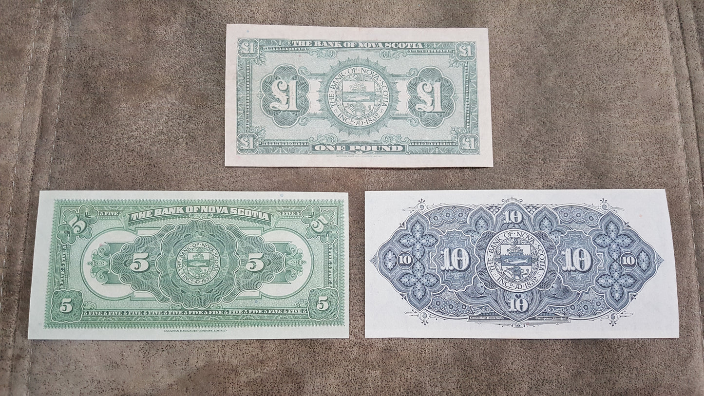 Canada Bank of Nova Scotia 1 5 10 Dollar Notes Reverse