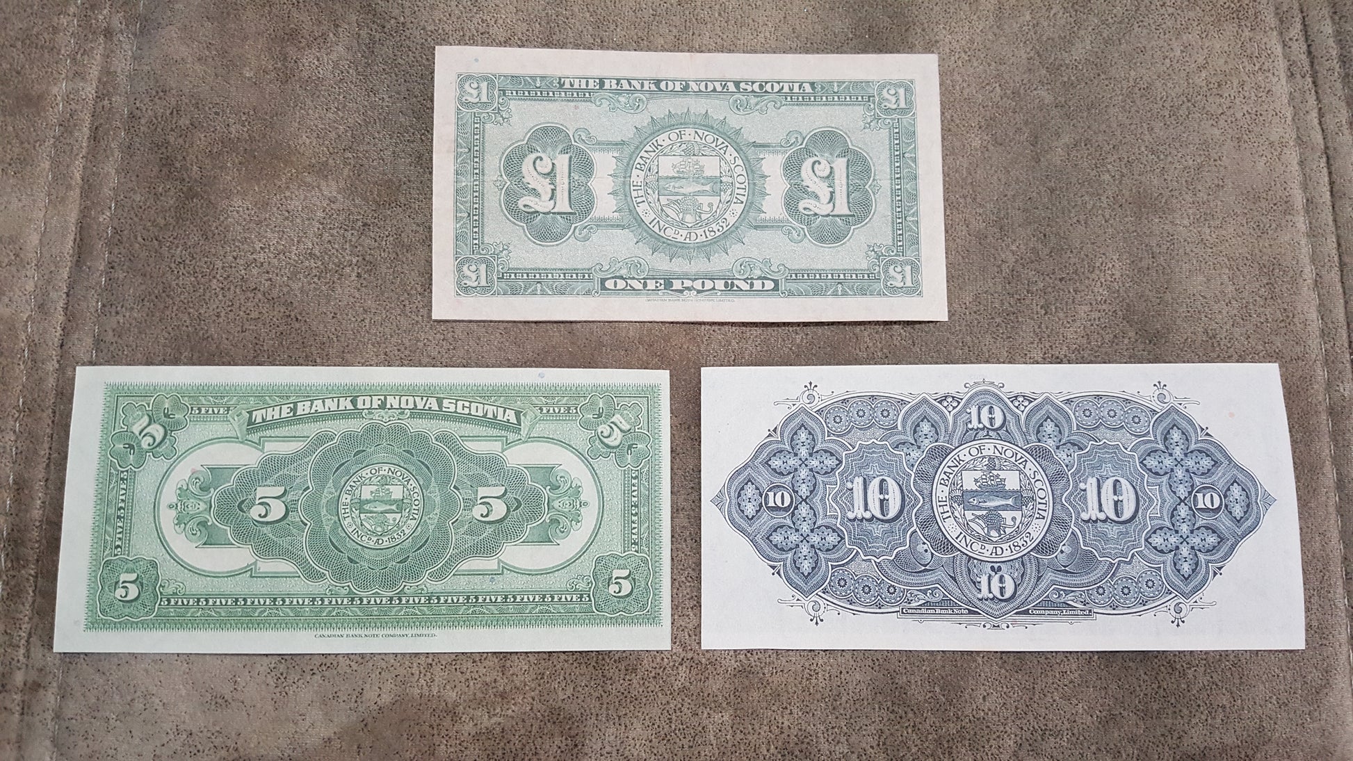 Canada Bank of Nova Scotia 1 5 10 Dollar Notes Reverse