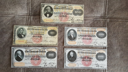 US 1875 National Gold Bank Notes Historical Set