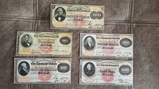 US 1875 National Gold Bank Notes Historical Set