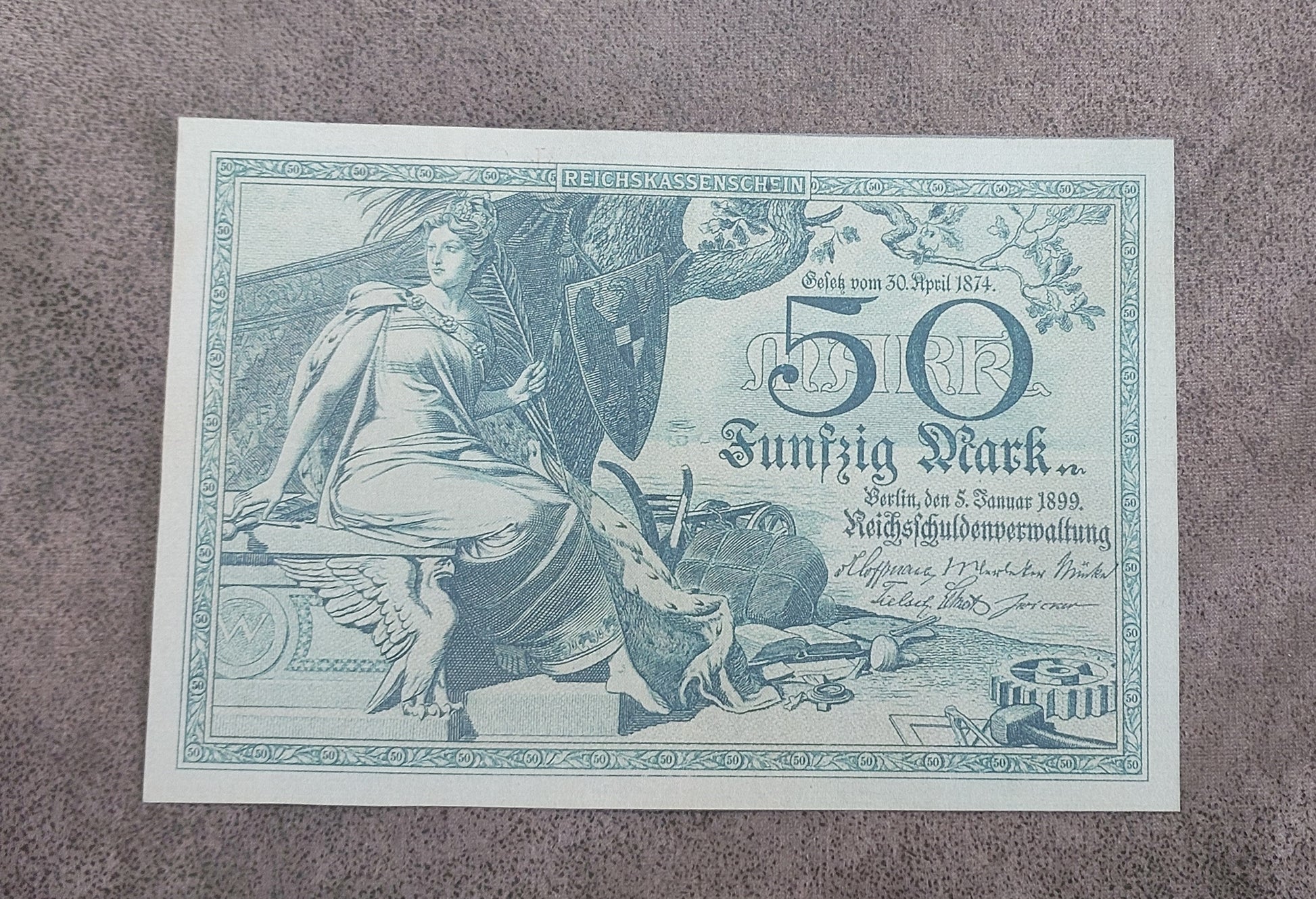 German 50 Mark banknote 1899 front obverse view