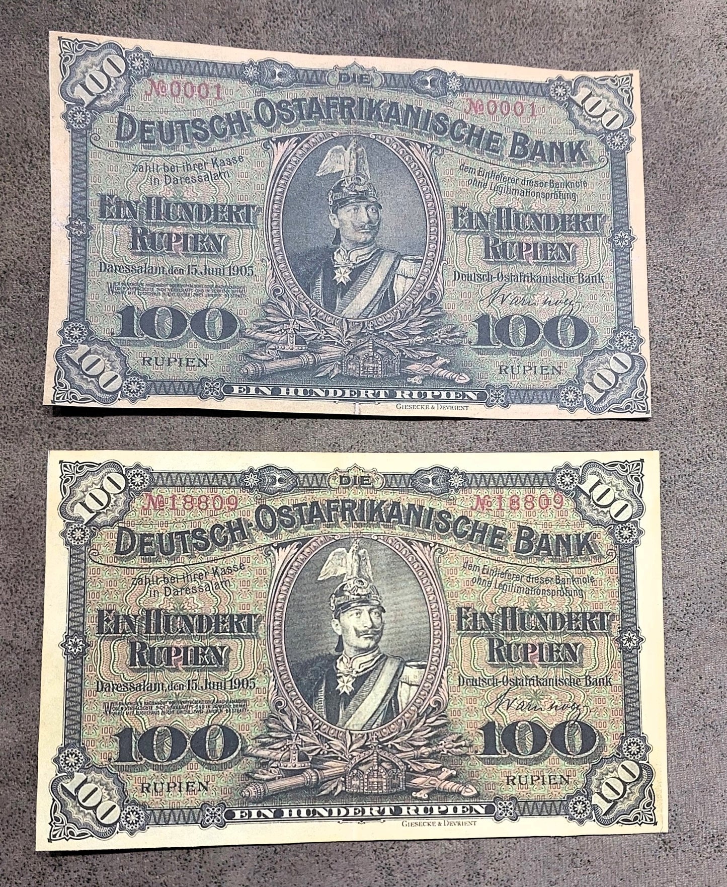 German East Africa 100 Rupien banknotes 1905 issue front obverse view