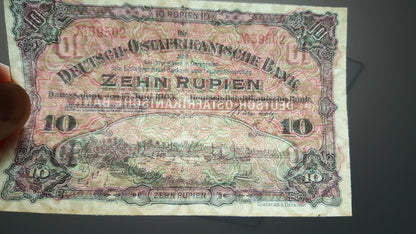 Reprint on paper with W/M German East Africa 5, 10, 50, 100, 500 Rupien 1905 NEW