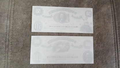 Reprint on paper with W/M United States 1861 y. Confederate Dollar FREE SHIPPING
