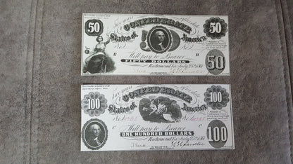 Reprint on paper with W/M United States 1861 y. Confederate Dollar FREE SHIPPING