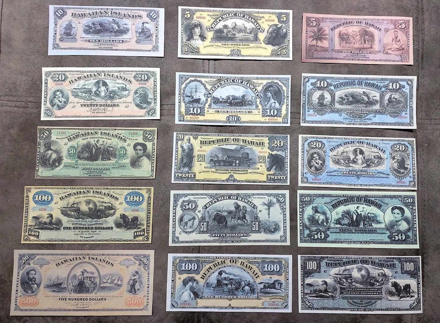 Hawaii Historic National Banknotes 1879-1895 Set
