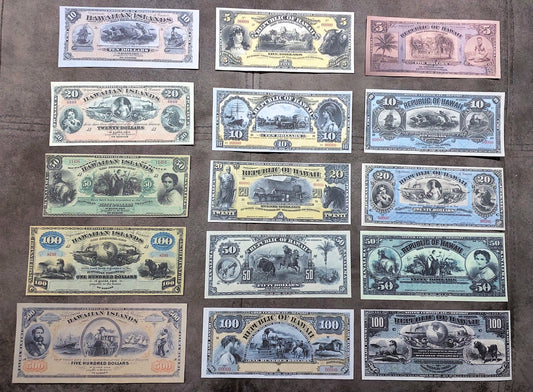 Hawaii Historic National Banknotes 1879-1895 Set
