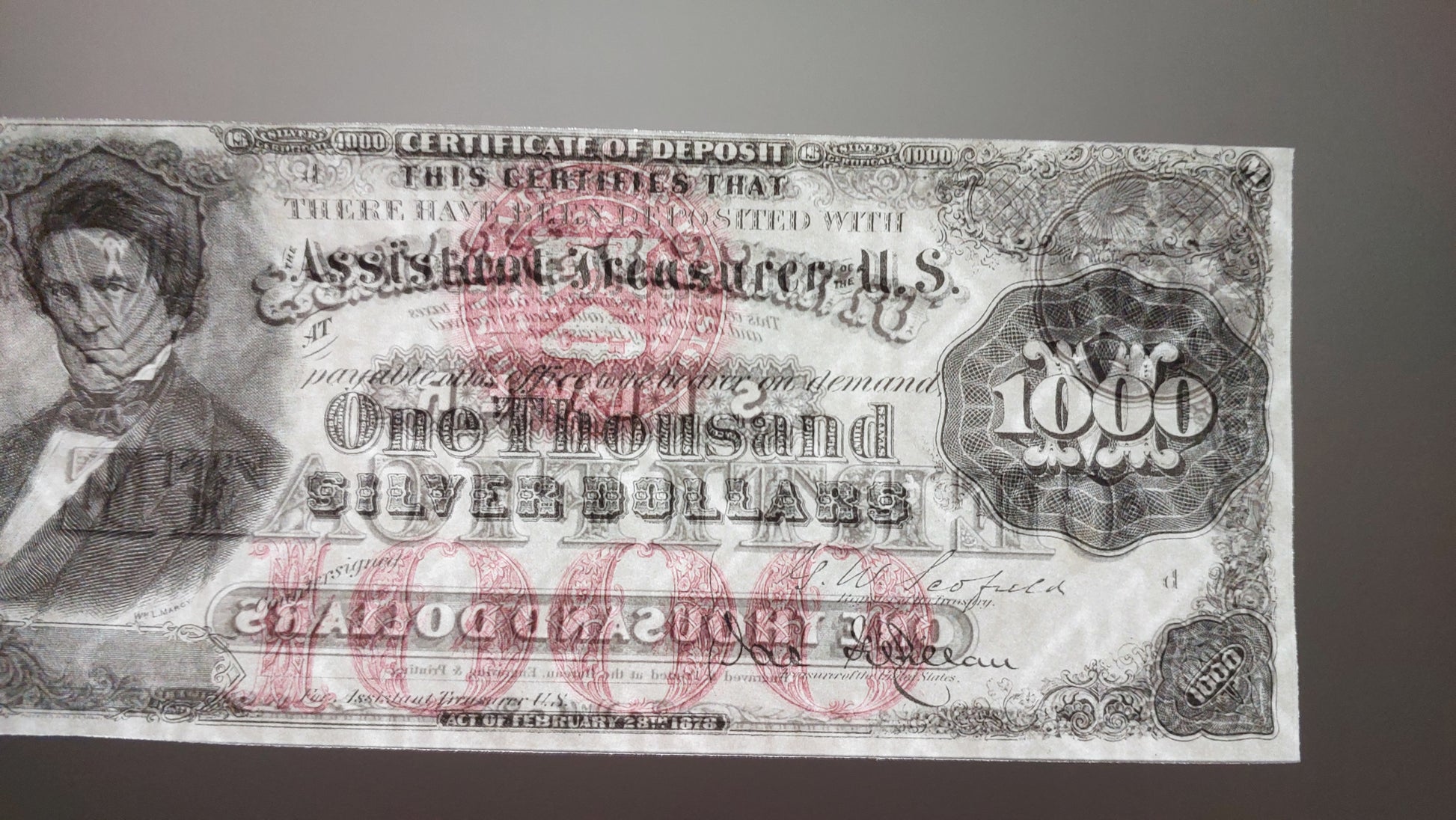 Authentic paper texture and watermark details of US Silver Certificate paper money