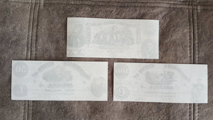 Reprint on paper with W/M United States 1861-1862 y. Confederate (BLACK SET)