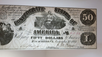 Reprint on paper with W/M United States 1861-1862 y. Confederate (BLACK SET)