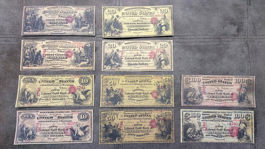 US 1870 National Gold Bank Notes Historical Set