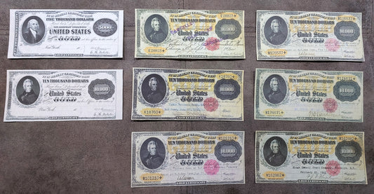 US Gold Certificate Large Size Banknotes 1888-1900 Set