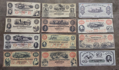 US Historic Large Size Banknotes 1833-1873 Set B