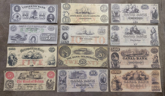 US Large Size Obsolete Banknotes 1854-1863 Set G