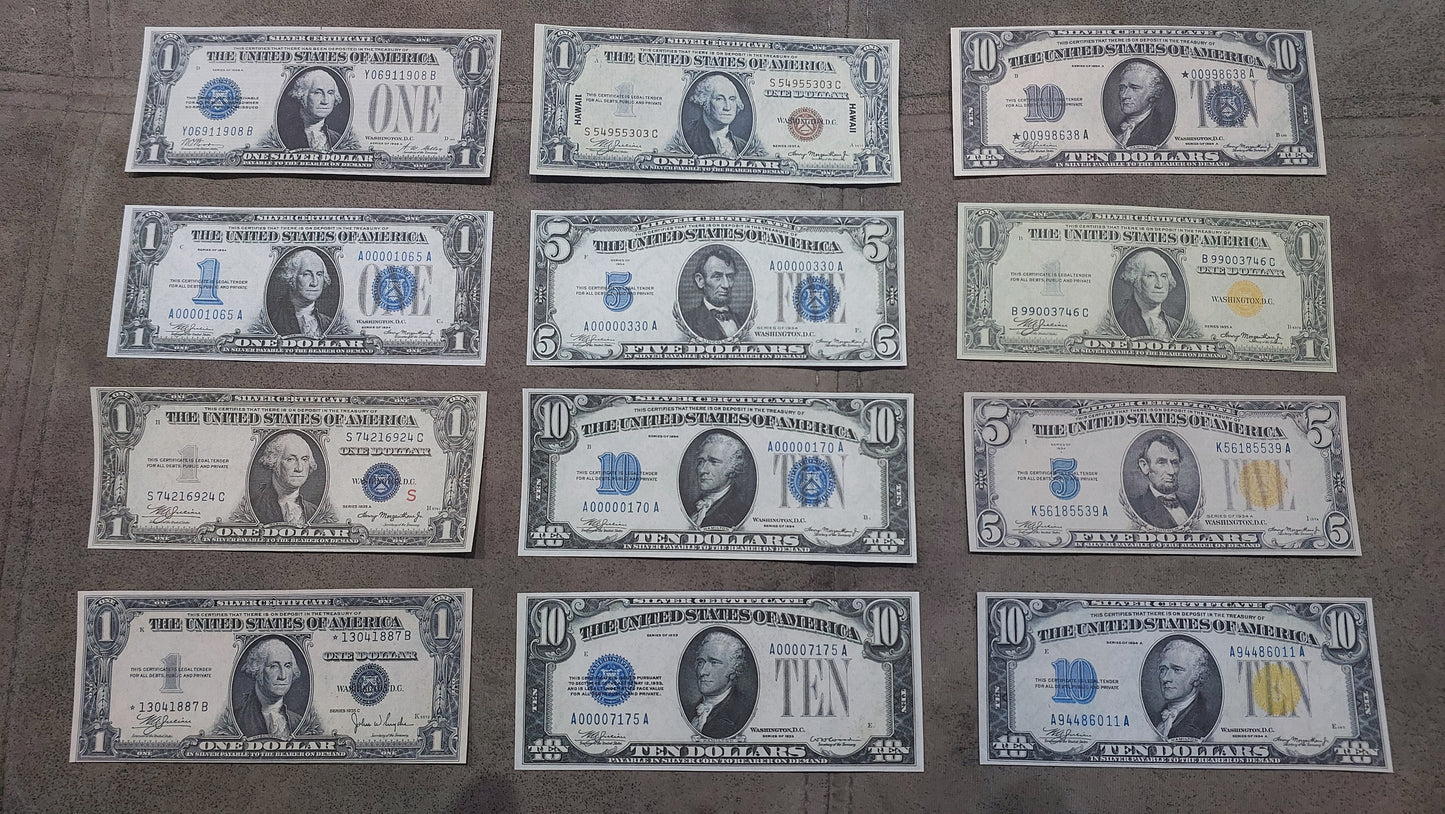 US Silver Certificate Banknotes 1928-1935 
