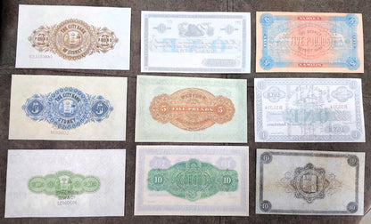 Rare Australia 1866-1910 historical banknote collection set E - reverse side view