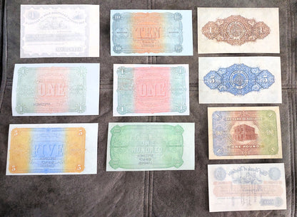 Rare Australia 1874-1910 historical banknote collection set A - reverse side view