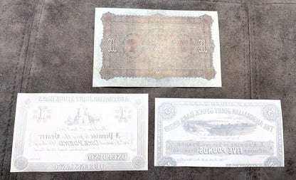 Australian Joint Stock Bank and Bank of Victoria Colonial Notes Reverse Side