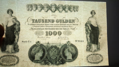 Reprint on paper with W/M Austria Banknotes 1833-1841 years. FREE SHIPPING