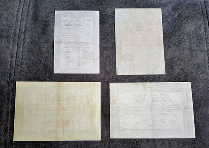 Obverse presentation of the 1813 Austrian Empire 10 Gulden and 20 Gulden currency certificates. Displays detailed geometric security borders, official imperial eagle crest seals, and deep intaglio design contrast.