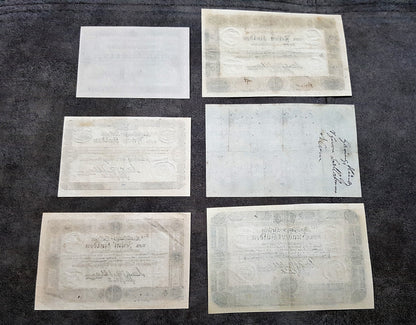 Reverse blank texture and traditional uniface backing details of early Austrian Empire 1811 banknotes. Showcases historical handmade security rag paper fibers and classic numismatic aging traits.