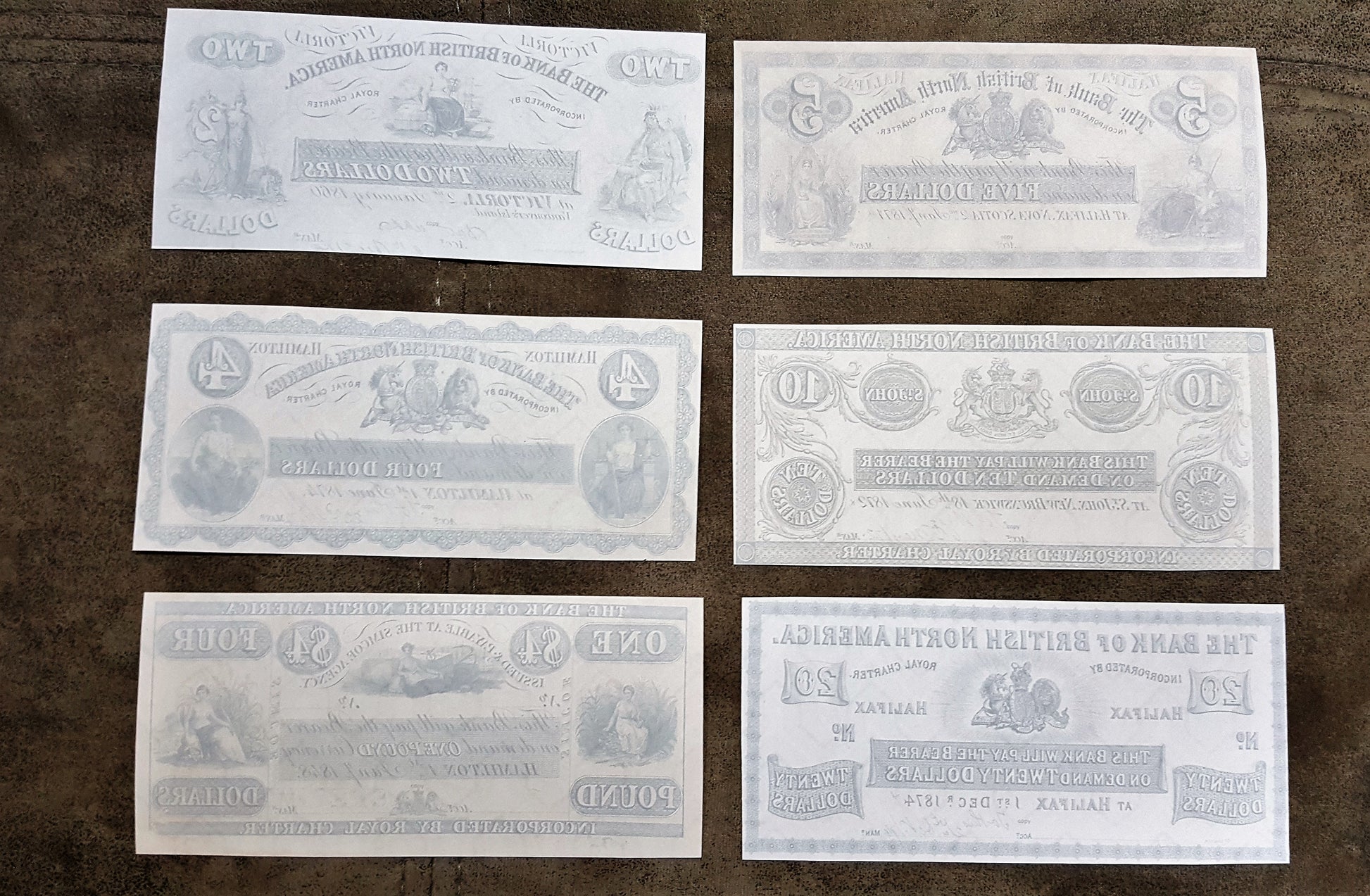 Bank of British North America Early 1848-1872 Numismatic Notes Back Side