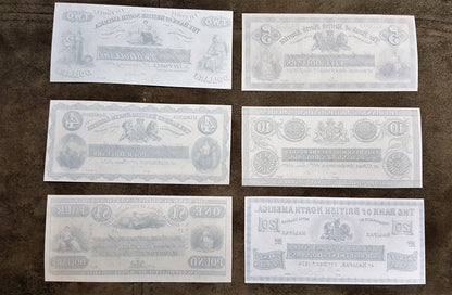 Bank of British North America Early 1848-1872 Numismatic Notes Back Side