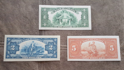 Bank of Canada 1 to 20 Dollar 1935 English Issue Currency Notes Back Side