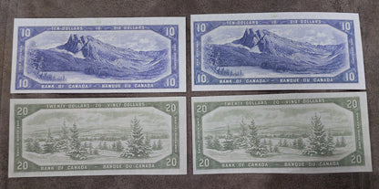 Bank of Canada 10, 20 and 50 Dollar 1954 Landscapes Series Notes Reverse