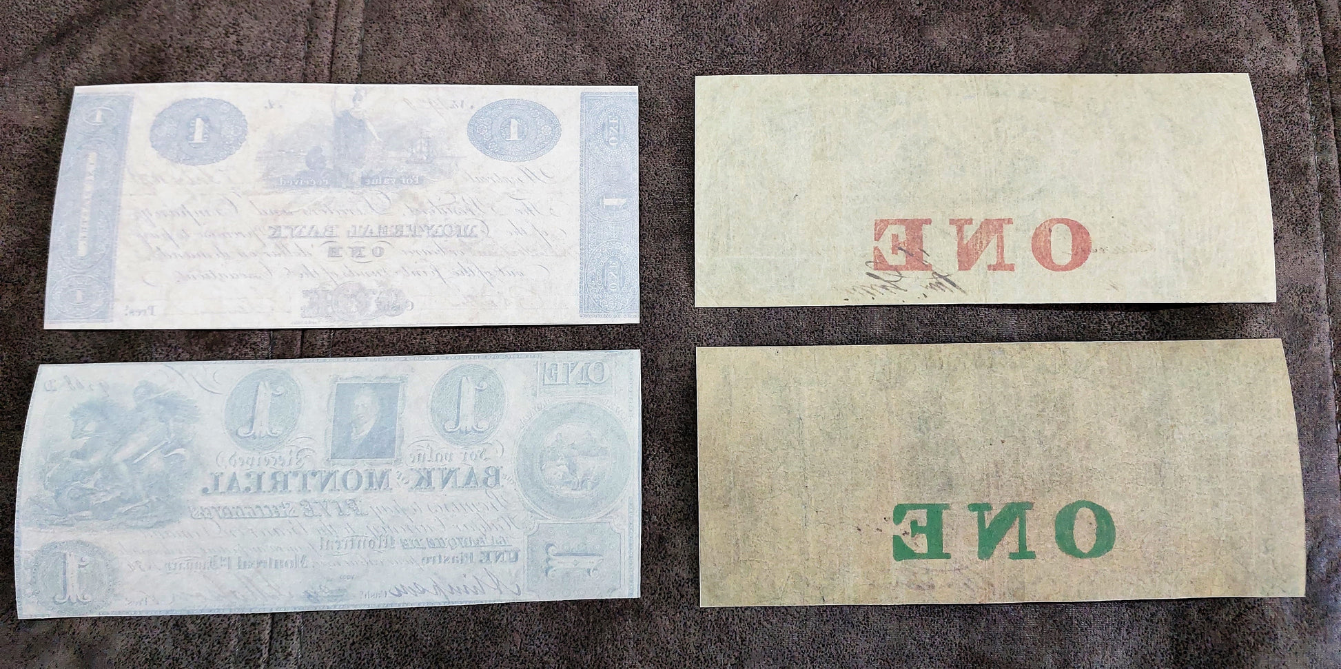 Bank of Montreal 1 Dollar 1821-1849 Early Currency Notes Back Side