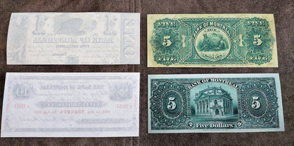 Bank of Montreal 1851-1904 Numismatic Specimen and Proof Notes Reverse Side