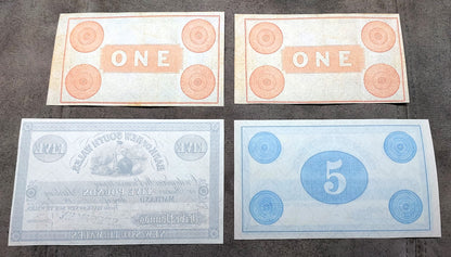 Bank of New South Wales 1 Pound and 5 Pound Colonial Notes Back Side